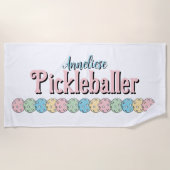 Aangepaste Naam "Pickleballer" Pickleball pastel s Strandlaken (Voorkant)