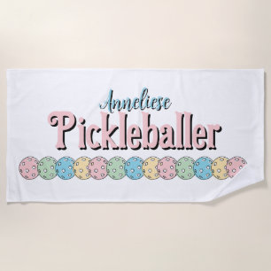 Aangepaste Naam "Pickleballer" Pickleball pastel s Strandlaken