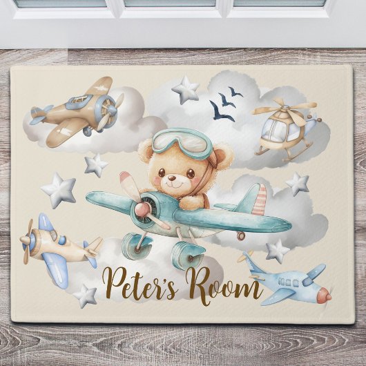 Aangepaste naam Pilot Teddy Bear Deurmat