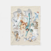 Aangepaste naam Pilot Teddy Bear Fleece Deken (Voorkant)