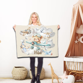 Aangepaste naam Pilot Teddy Bear Fleece Deken