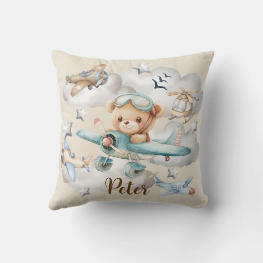 Aangepaste naam Pilot Teddy Bear Kussen (Achterkant)