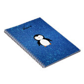 Aangepaste naam pinguïn blue glitter notitieboek (Rechterzijde)