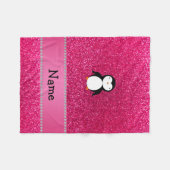 Aangepaste naam pinguïn roze glitter fleece deken (Voorkant (Horizontaal))