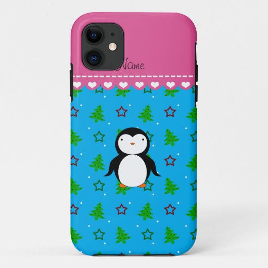Aangepaste naam: Pinguïn sky blue Tree sterren Case-Mate iPhone Case (Achterkant)
