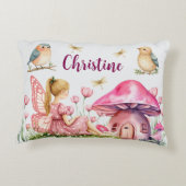 Aangepaste naam Pink Fairy Mushrooms Accent Kussen (Achterkant)