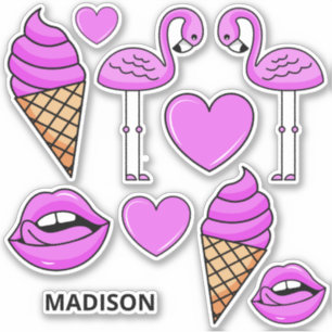 Aangepaste naam Pink Summer Things Sticker