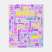 Aangepaste naam pixel gaming roze paarse geel meis fleece deken (Voorkant)