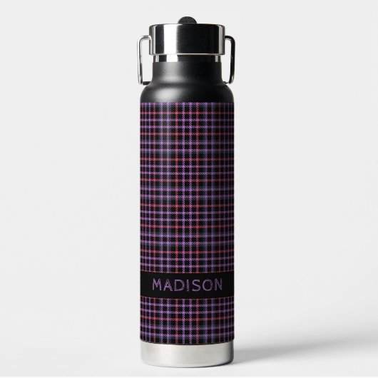 Aangepaste naam Plaid / Tartan Patroon Waterfles (Voorkant)