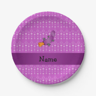 Aangepaste naam platypus paarse belletjes papieren bordje
