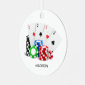 Aangepaste naam Poker / Casino Metalen Ornament (Voorkant links)