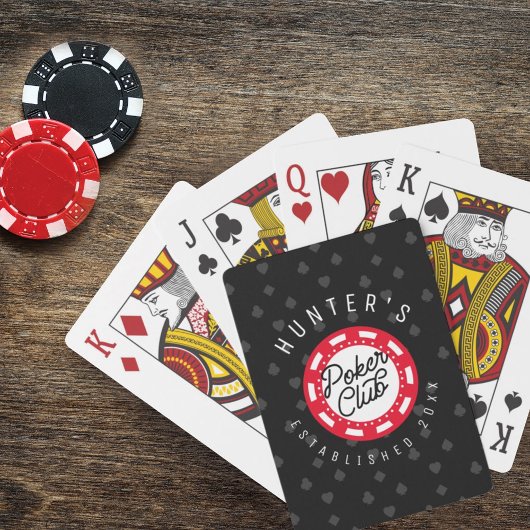 Aangepaste naam Poker Club Game Night Black & Red Pokerkaarten