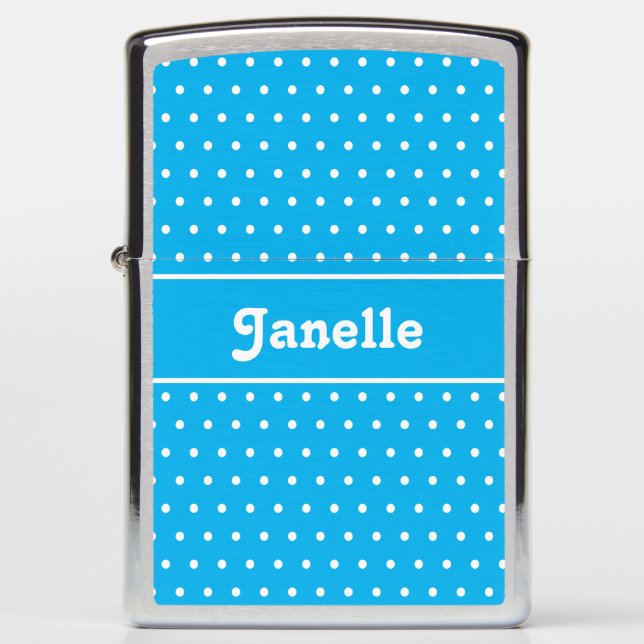 Aangepaste naam Polka Dot Blauw en Wit (Voorkant)