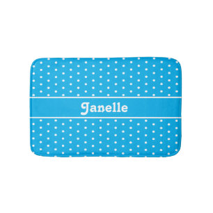 Aangepaste naam Polka Dot Blauw en Wit Badmat