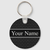 Aangepaste naam Polka Dot Zwart-wit Sleutelhanger (Achterkant)