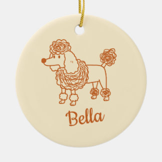 Aangepaste naam Poodle-ornament – Handgetekend hon Keramisch Ornament