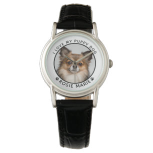 Aangepaste naam pootafdrukken foto van schattige h horloge