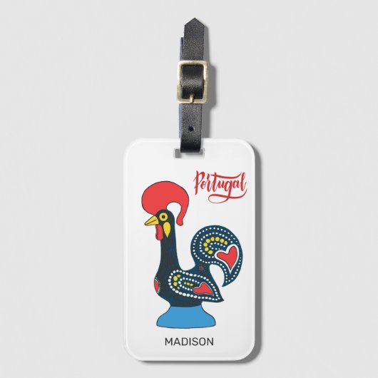 Aangepaste naam Portugese Haan Bagagelabel (Voorkant (verticaal))