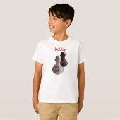 Aangepaste naam Potlood Drawn Pawns Chess Kinder T-shirt (Voorkant volledig)