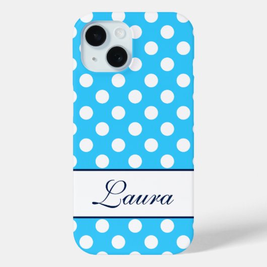 Aangepaste naam, prachtige blauwe kleur witte pool Case-Mate iPhone case (Achterkant)