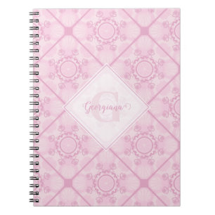Aangepaste naam Preppy in roze mandala diamant bet Notitieboek