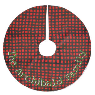Aangepaste naam Primitive Red & Black Buffalo Cont Kerstboom Rok