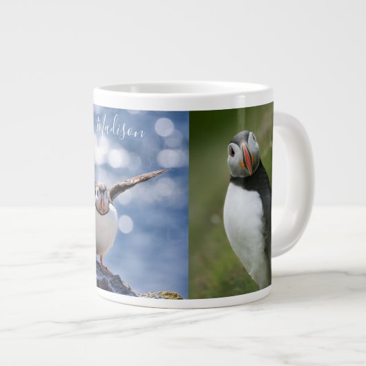 Aangepaste naam Puffins jumbo mok (Voorkant rechts)