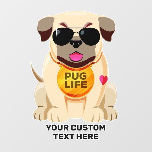 Aangepaste naam pug Life Raamsticker (Vel)