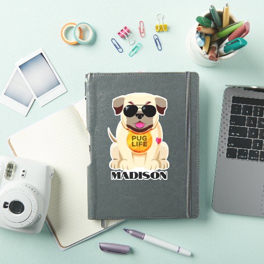 Aangepaste naam pug Life Sticker (iPad Cover)