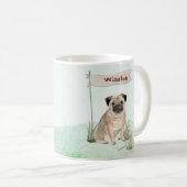 Aangepaste naam Pug Pet Dog Koffiemok (Voorkant rechts)