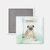 Aangepaste naam Pug Pet Dog Magneet (Voorkant / Achterkant)