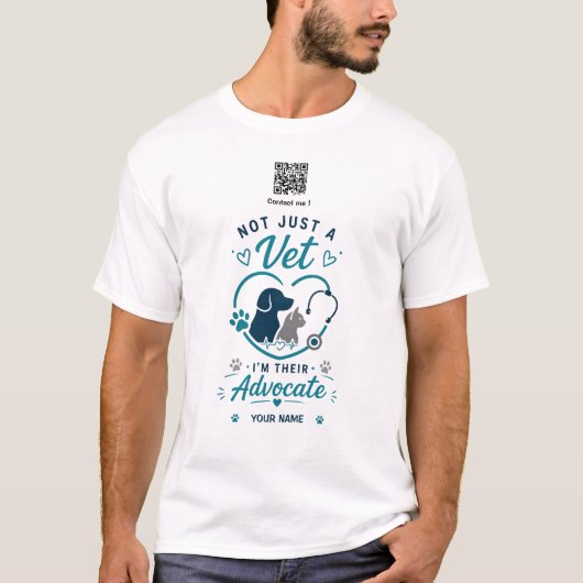 Aangepaste naam & QR-code dierenarts T-shirt (Voorkant)