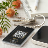 Aangepaste naam & QR-code Rechthoek Sleutelhanger (Voorkant Rechts)