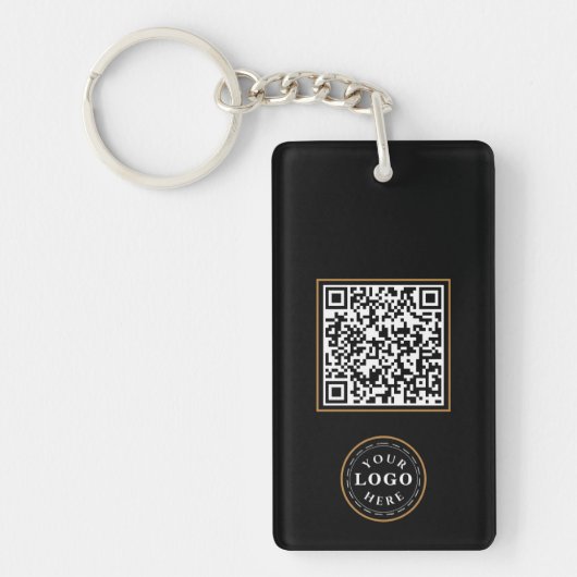 Aangepaste naam & QR-code Rechthoek Sleutelhanger (Voorkant)