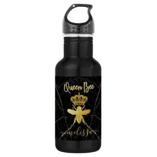 Aangepaste naam QUEEN BEE Zwarte Marmer Goud Waterfles