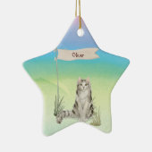 Aangepaste naam Ragamuffin Cat Pet Keramisch Ornament (Rechts)