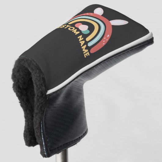 Aangepaste naam Rainbow Egg Bunny Ear Cute Easter Golfheadcover (3/4 voorkant)