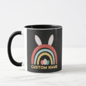 Aangepaste naam Rainbow Egg Bunny Ear Cute Easter Mok (Links)