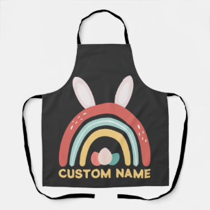 Aangepaste naam Rainbow Egg Bunny Ear Cute Easter Schort