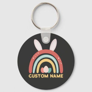Aangepaste naam Rainbow Egg Bunny Ear Cute Easter Sleutelhanger