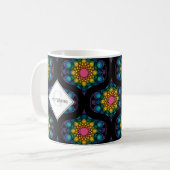 Aangepaste naam Rainbow Floral Fountain Mid Mod Og Koffiemok (Voorkant links)