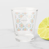 Aangepaste naam Rainbow Floral Mandala Retro Ogee Shot Glas (Achterkant)