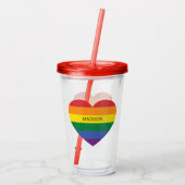 Aangepaste naam Rainbow Heart Acryl Drinkbeker (Achterkant)