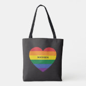 Aangepaste naam Rainbow Heart Draagtas (Achterkant)