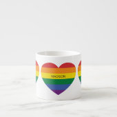 Aangepaste naam Rainbow Heart Espresso Kop (Voorkant)