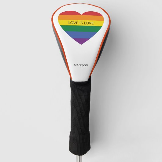 Aangepaste naam Rainbow Heart Golfheadcover (Voorkant)