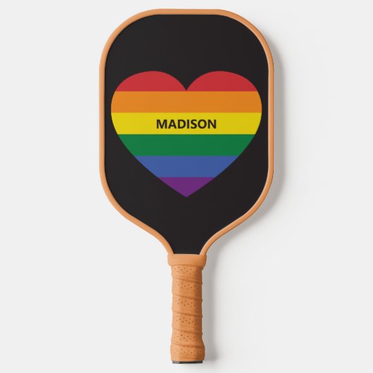 Aangepaste naam Rainbow Heart Pickleball Paddle (Voorkant)