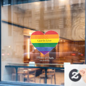 Aangepaste naam Rainbow Heart Raamsticker (Cafe Raam)