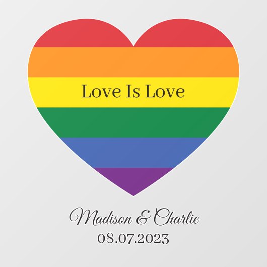 Aangepaste naam Rainbow Heart Raamsticker (Vel)