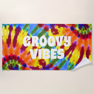 Aangepaste naam Rainbow Hippie Tie Dye Strandlaken